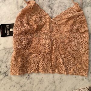 New with Tags‼️
TanVintage  Guy Laroche Cami Cropped sheerLace Cami USAUnion Tag
